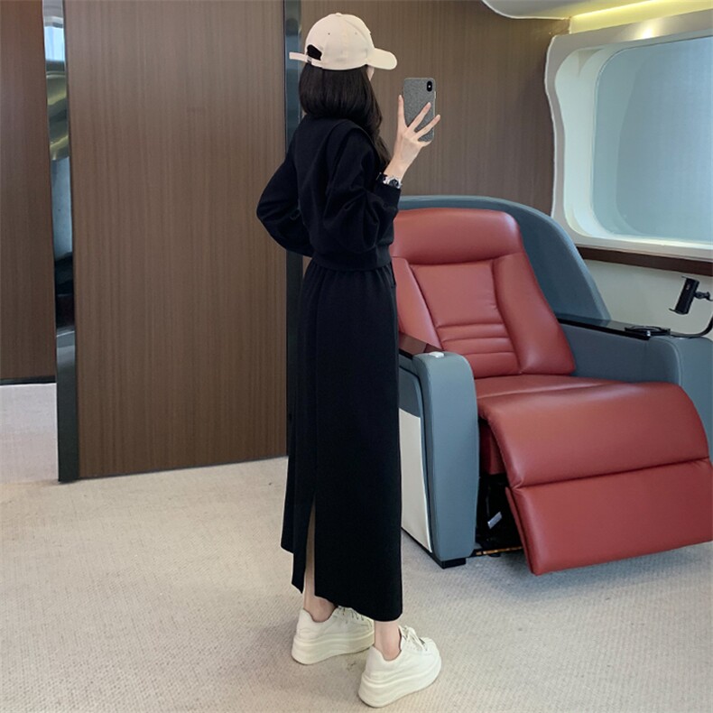 时尚洋气休闲女秋季高级感圆领卫衣半身裙两件套,女装套装/套裙,江南
