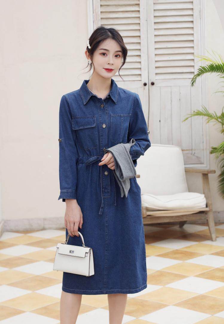 夏季新款韩版牛仔连衣裙，女装连衣裙，裳之恋语