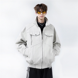 现货高级灰哈灵顿外套小众短款机车服工装夹克上衣jk30-73图片