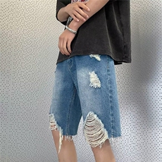 牛仔短裤男水洗纯棉五分裤宽松中裤潮6110P36，男装牛仔裤，星座410-2