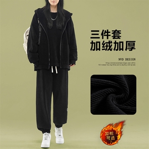 加绒潮牌休闲新款加厚束脚裤三件套SJT872-特批176加绒特批206图片