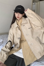 港风夹克男大码M-5XL夹克情侣男女水洗雪花皮衣男JK8741P130控168，男装夹克，星座227-7