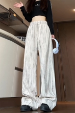 特批P40无差价秋季扎染竖纹灯芯绒宽松欧棉绒大码拖地长裤男K1617，男装休闲裤，电商A001