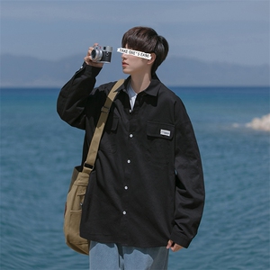 B225-C6036--P55-X69-贴标衬衫-棉-日系长袖衬衫翻领图片