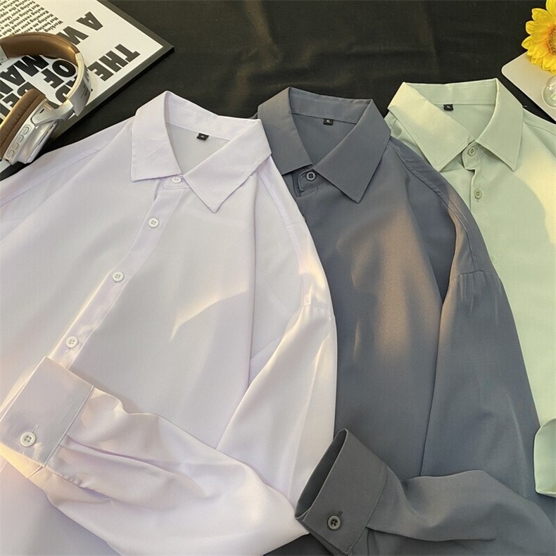 25年春季纯色衬衫长袖大码宽松落肩现货DS-C323-1-2208-特批30，男装衬衫，电商C323-1