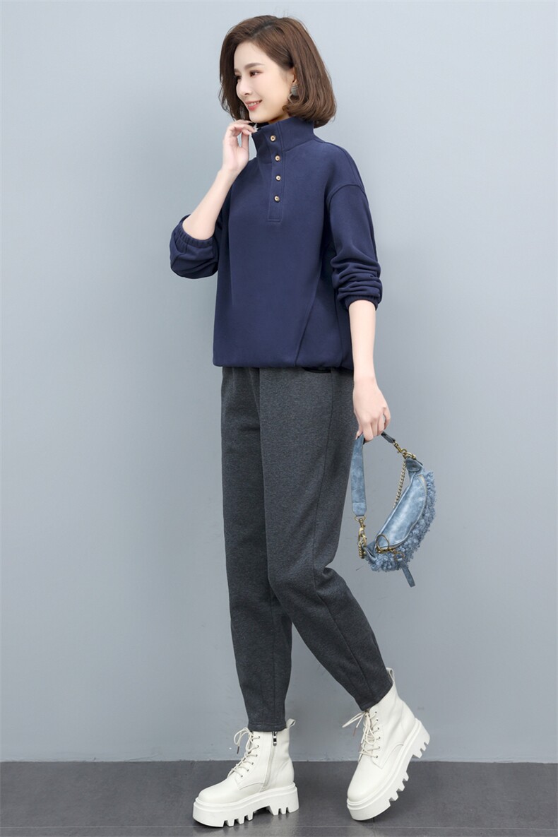 套装加绒运动套装女休闲时尚春秋卫衣洋气品牌减龄两件,女装套装/套裙,涵誉
