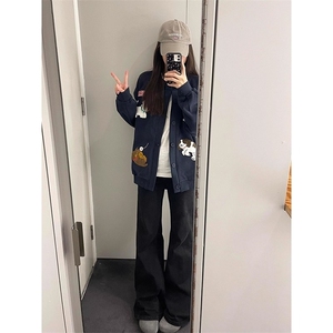 秋季复古潮牌毛巾绣重磅开衫卫衣女潮情侣百搭休闲外套LW0388-P49图片