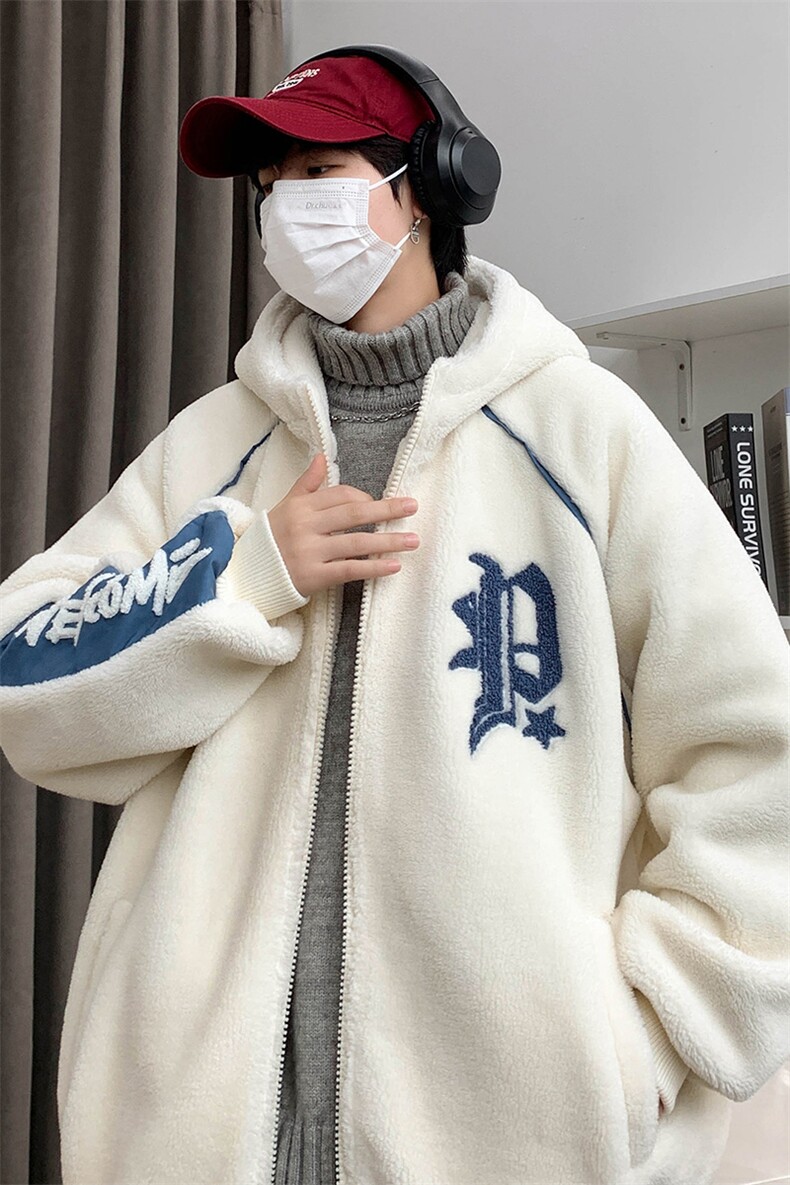 冬上新港风加绒加厚棉衣羊羔绒连帽外套男女987-P110控价158,男装棉衣,电商A441-1