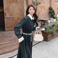2024春秋季牛仔连衣裙中长款女衬衫裙，女装连衣裙，秋水欣儿