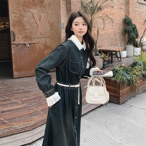 2024春秋季牛仔连衣裙中长款女衬衫裙图片