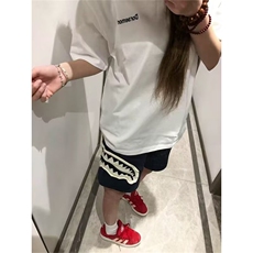 夏季设计感贴布鲨鱼嘴短裤男女美式潮流宽松休闲五分裤中裤子新款，男装牛仔裤，四季星座505
