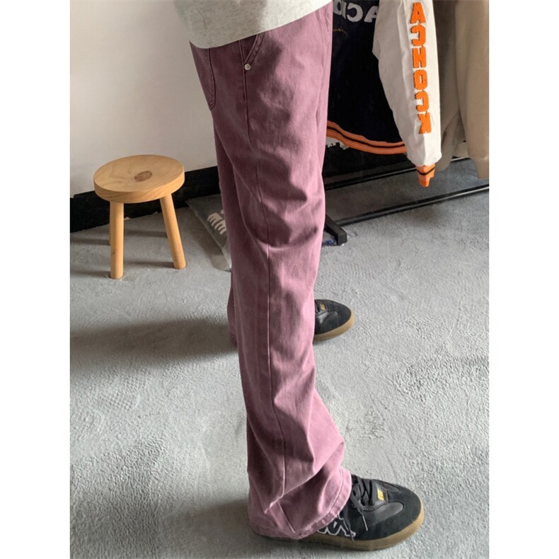 【有货】紫色517弯刀牛仔裤美式复古vibe裤子微喇裤KZ516LL-特48图片