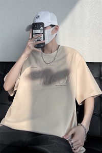 7XL-M 美式纯钢印短袖T恤男2023夏季新款ins潮牌宽松加大码体恤图片