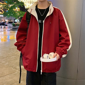 港风秋季新款宽松夹克男撞色立领上衣两面穿外套MYJ24-7907-P65图片