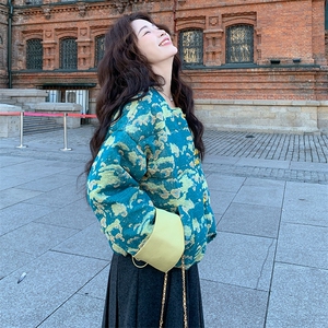 新中式提花立领盘扣轻薄羽绒服女2025秋冬新款复古小个子短款外套