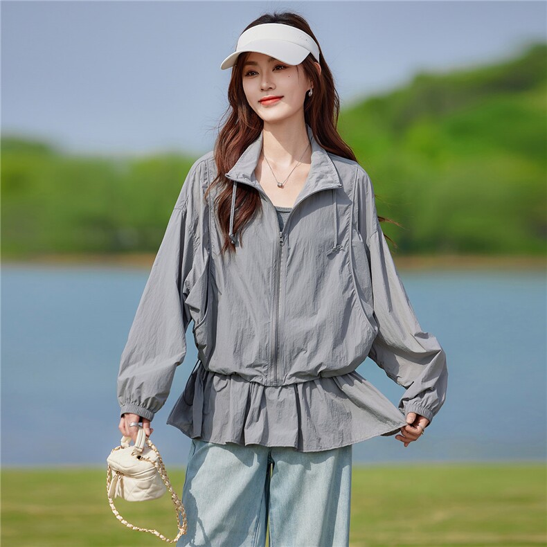 现货2026夏季新款时尚内搭拼接防晒衣两件套旅行户外短外套,女装防晒衣,靓衣阁