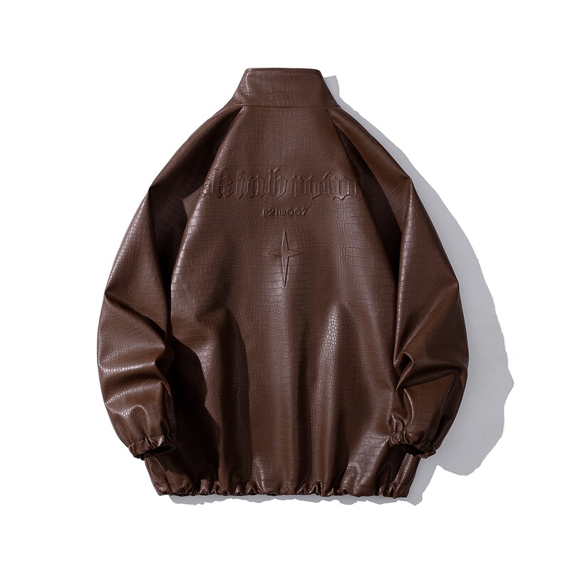 1白底鳄鱼纹可拆卸胸针后片四芒星钢印印花夹克男JK77750P85控118,男装夹克,星座226-2