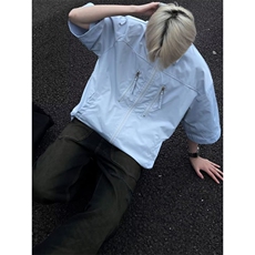 垫肩衬衫男短袖夏季高级感痞帅工装衬衣cleanfit宽松型CG588-p38，男装衬衫，星座1008