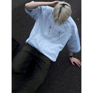 垫肩衬衫男短袖夏季高级感痞帅工装衬衣cleanfit宽松型CG588-p38