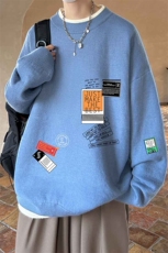 控78假两件毛衣男大码加绒针织衫男毛线衣M80121-P55加绒P70，男装针织衫/毛衣，电商A040