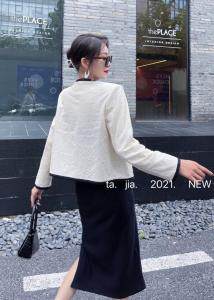 法式气质小香风撞色圆领短外套，女装短外套，她家