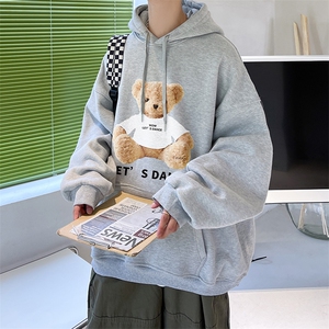 秋冬大码圆领连帽卡通印花卫衣外套男宽松情侣中性 A071-W552-P45图片