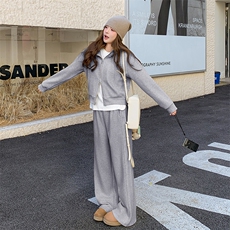 奶盐系黄色休闲运动套装女2025年春秋季新款加厚卫衣阔腿裤两件套，女装套装/套裙，2C317