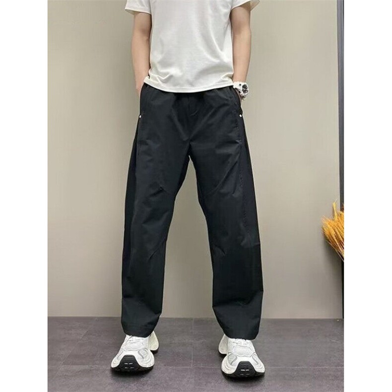 夏季休闲裤男士2025宽松直筒运动裤子冰丝薄款抽绳弯刀裤KA757，女装休闲裤，星座1116A（原606A-3）