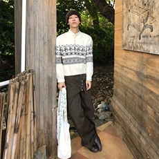 重磅秋冬装北极绒套头毛衣美式复古休闲慵懒风提花工艺针织衫外套，男装针织衫/毛衣，电商A443