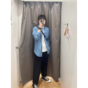 牛仔衬衫男春季高级韩版潮流cleanfit上衣雅痞长袖衬衣LX3255-P45