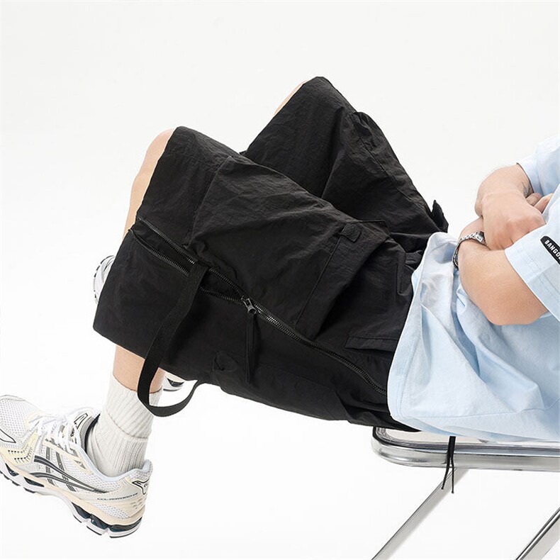 DK8029-P55控78高质量工装短裤潮流拉链织带百搭大码休闲裤，男装牛仔裤，电商A059