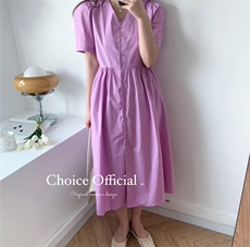 【NEW】推荐！跑量款纯色连衣裙x009#，女装连衣裙，CHOICE 初袖