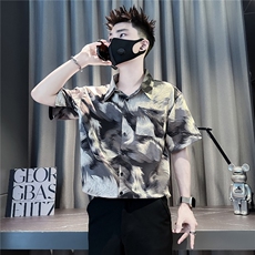 301C-CS17-P58控78夏季冰丝薄款短袖衬衫男痞帅潮社会小伙店主风，男装衬衫，星座301C（原B323）
