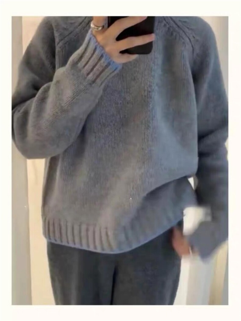 圆领打底衫女显瘦柔软长袖针织衫秋冬新款内搭毛衣,女装羊毛衫,千御纺羊绒