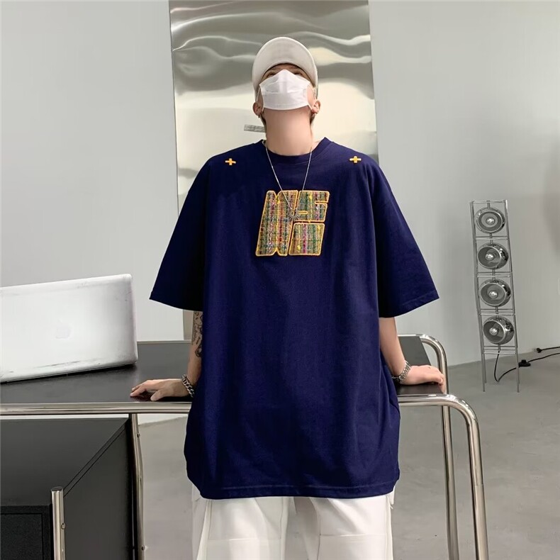 2024春夏季新款男休闲纯棉刺绣包边圆领短袖T恤T3047P35,男装T恤,星座1116-2