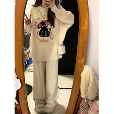 【12针毛衣包芯纱】奶fufu软糯慵懒风杏色圆领毛衣宽松针织衫上衣，男装针织衫/毛衣，星座506A