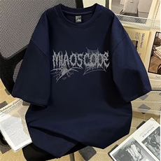 2026夏新款美式复古t恤男夏季新款圆领短袖上衣高街潮牌宽松休闲，男装T恤，星座218-8