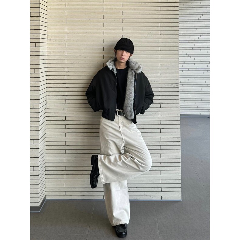 新款潮牌复古大毛领立领男女秋冬季宽松情侣百搭棉衣M8892-P100,男装棉衣,星座208-5