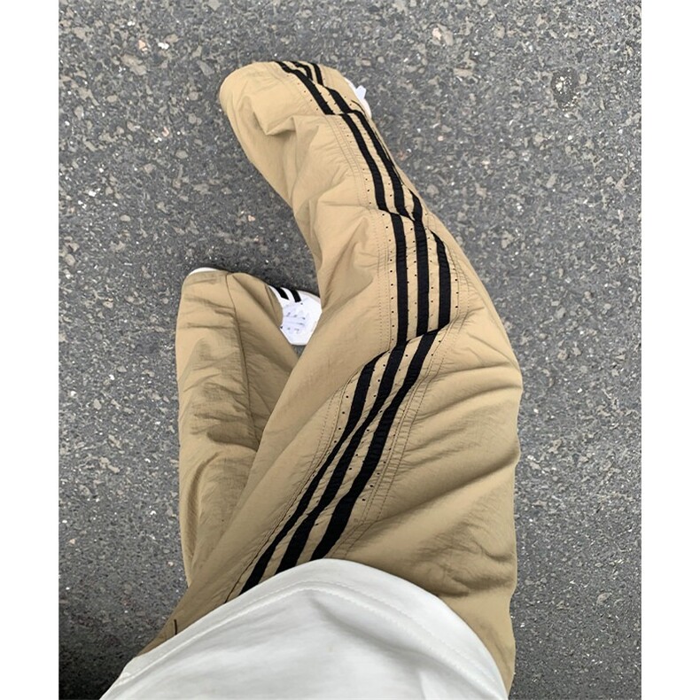 美式冰丝速干伞兵裤男夏季三条杠冲孔直筒条纹休闲裤子YK228-P40，男装休闲裤，星座1001-1