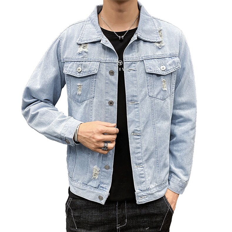 春秋季宽松破洞牛仔外套男潮流韩版夹克百搭港风ins衣服8151-P50,男装夹克,电商A318