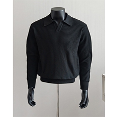 盗图假模老钱风新贵海鸥领坑条纹复古针织长袖毛衣PL136/P55，男装针织衫/毛衣，电商A243