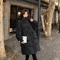 超好看白色菱形格中长款羽绒服女冬2024新款加厚保暖90白鸭绒外套，女装羽绒服，2C279