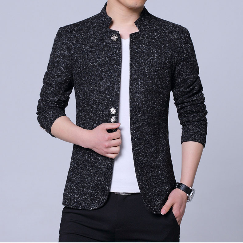 西装男春季新款商务休闲小西服青年中山装高端立领男装XZ01-P65图片