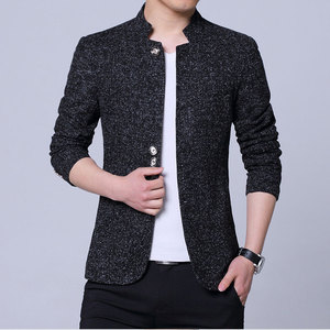 西装男春季新款商务休闲小西服青年中山装高端立领男装XZ01-P65图片