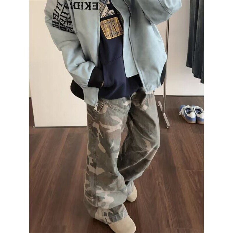 DA618-P60美式复古迷彩裤子男工装裤潮牌直筒长裤男潮-网图现货,男装牛仔裤,星座603-2