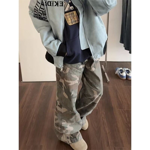 DA618-P60美式复古迷彩裤子男工装裤潮牌直筒长裤男潮-网图现货图片