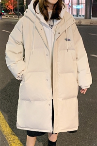 新款假两件拼接中长款情侣装棉衣加厚连帽棉服 A071-Y296-P135图片