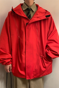 JK8008/P50春装新款现货港风暖色调防水多拉链冲锋衣男夹克潮外套图片
