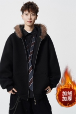重磅580G！2025秋冬男士毛领开衫卫衣保暖外套WY90特P75，男装棉衣，电商B220