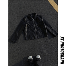 老钱风正肩PU皮衣外套男春季短款机车皮夹克美式潮牌2026新款P108，男装夹克，电商C306-1